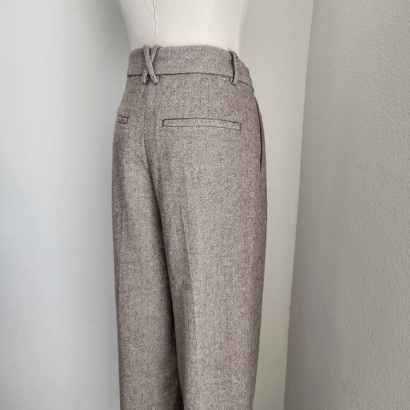 Banana Republic High Rise Straight Leg Beige Herringbone Wool Blend Trouser Pant - Picture 9 of 14